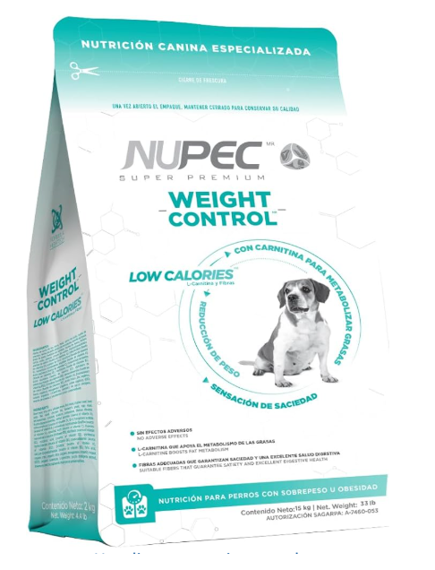 Nupec Weight Control Raza Mediana y Grande 15 Kg - Alimento para Perro Especializado para Control de Peso