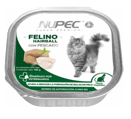 Nupec Felino Hairball Alimento Húmedo para Gatos - Caja c/16 latas de 100g